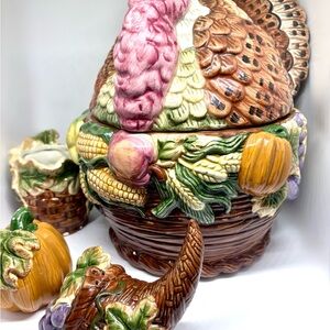 Colorful Turkey Serveware Set